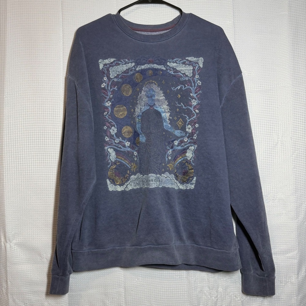 Earthbound Trading Co Sweatshirt Cotton Celestial Moon Goddess Boho Pullover M